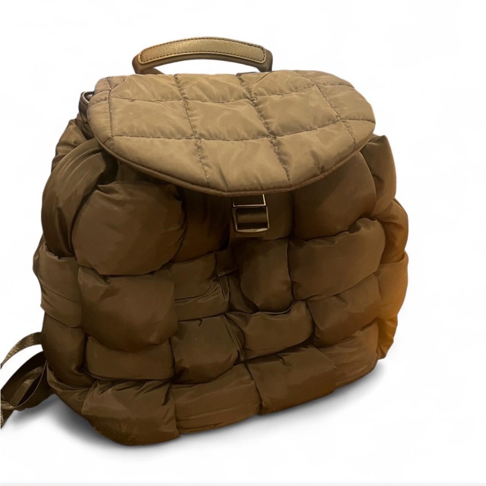 Sol & Solene Black Woven Puffer Backpack